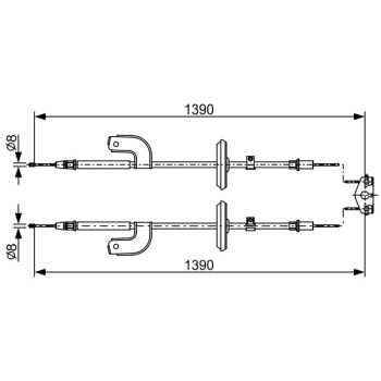palancas cables frenado - Cable de accionamiento, freno de estacionamiento BOSCH 1987482459