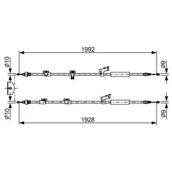 palancas cables frenado - Cable de accionamiento, freno de estacionamiento BOSCH 1987482494