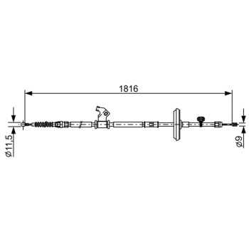 palancas cables frenado - Cable de accionamiento, freno de estacionamiento BOSCH 1987482535