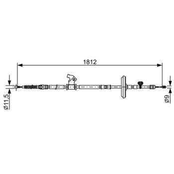 palancas cables frenado - Cable de accionamiento, freno de estacionamiento BOSCH 1987482536