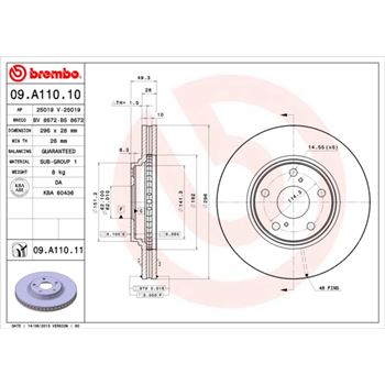 discos de freno coche - Disco de freno BREMBO 09A11010
