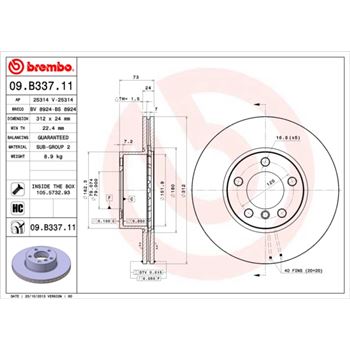 discos de freno coche - Disco de freno BREMBO 09B33711