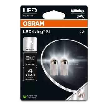 iluminacion coche - Lámpara W5W 12V 1W W2.1x9.5d 6000K Cool White LEDriving SL (2 ud) | OSRAM 2825DWP-2BL