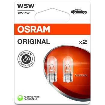 iluminacion coche - Lámpara W5W 12V 5W W2.1x9.5d (2 uds) | OSRAM 2825-2BL