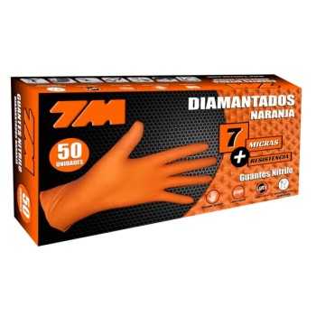 equipamiento de taller ropa de trabajo - Guante de nitrilo diamantado naranja talla XL - 50 unidades