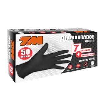 equipamiento de taller ropa de trabajo - Guante de nitrilo diamantado negro talla XL - 50 unidades