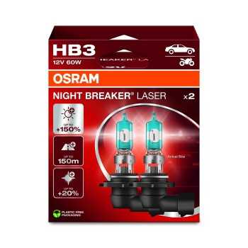 iluminacion coche - Lámpara HB3 12V 60W P20d 3200K Night Breaker Laser (Set de 2) | OSRAM 9005NL-2HB