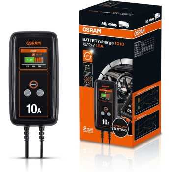 cargadores - OSRAM BATTERYcharge 1010 – Cargador de baterías inteligente de 10 A para baterías de 12V y 24V