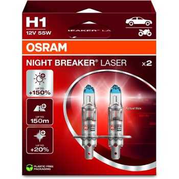 iluminacion coche - Lámpara H1 12V 55W P14.5s 3200K Night Breaker Laser +150 (Set de 2) | OSRAM 64150NL-2HB