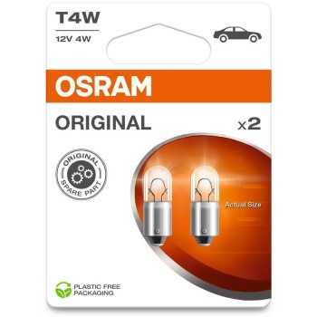 iluminacion coche - Lámpara T4W 12V 4W BA9s (2 uds) | OSRAM 3893-2BL