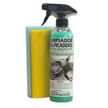 limpia salpicaderos - Limpiador salpicaderos efecto satinado + Bayeta + Esponja con pistola 500ml | Sanmarino