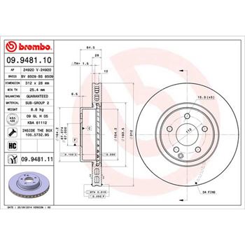 discos de freno coche - Disco de freno BREMBO 09948110