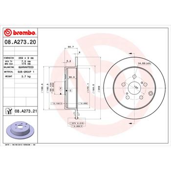 discos de freno coche - Disco de freno BREMBO 08A27320