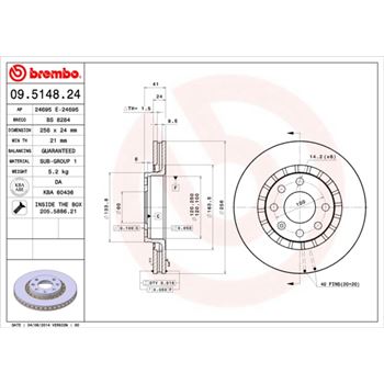 discos de freno coche - Disco de freno BREMBO 09514824