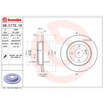 discos de freno coche - Disco de freno BREMBO 08C17210