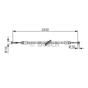 palancas cables frenado - Cable de accionamiento, freno de estacionamiento BOSCH 1987477198