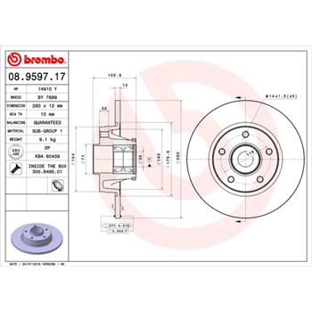 discos de freno coche - Disco de freno BREMBO 08959717