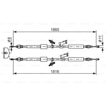 palancas cables frenado - Cable de accionamiento, freno de estacionamiento BOSCH 1987482189