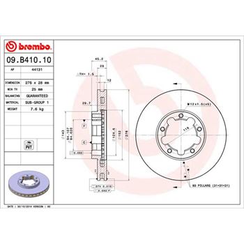 discos de freno coche - Disco de freno BREMBO 09B41010