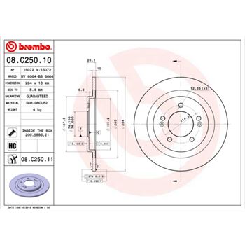 discos de freno coche - Disco de freno BREMBO 08C25010