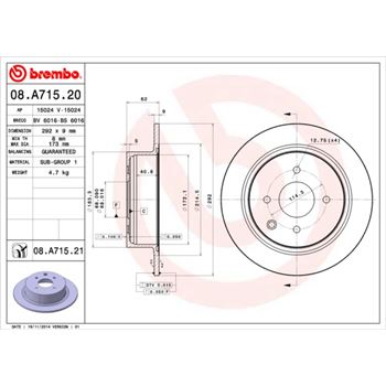 discos de freno coche - Disco de freno BREMBO 08A71520