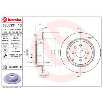 discos de freno coche - Disco de freno BREMBO 08693110
