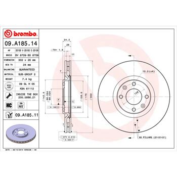 discos de freno coche - Disco de freno BREMBO 09A18514