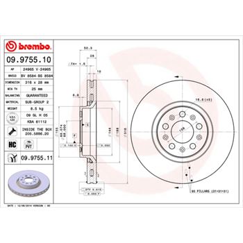 discos de freno coche - Disco de freno BREMBO 09975510
