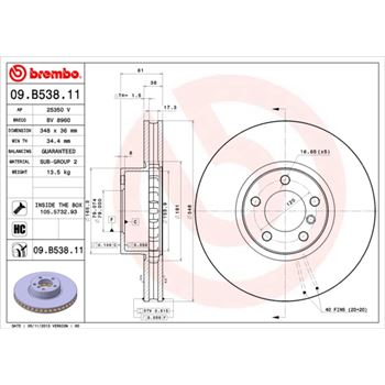 discos de freno coche - Disco de freno BREMBO 09B53811