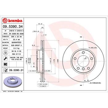 discos de freno coche - Disco de freno BREMBO 09539034