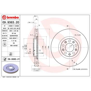 discos de freno coche - Disco de freno BREMBO 09936320