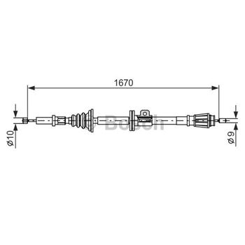 palancas cables frenado - Cable de accionamiento, freno de estacionamiento BOSCH 1987477357