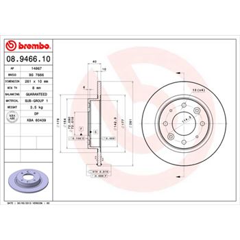 discos de freno coche - Disco de freno BREMBO 08946610