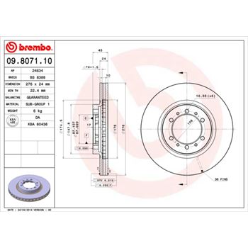 discos de freno coche - Disco de freno BREMBO 09807110