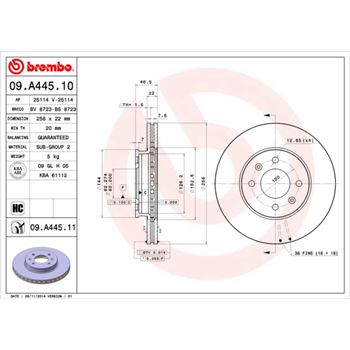 discos de freno coche - Disco de freno BREMBO 09A44510