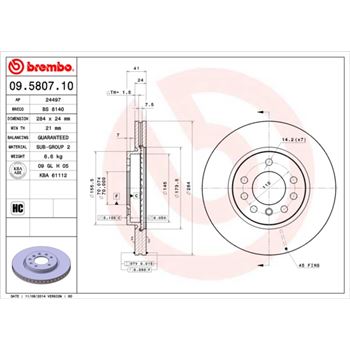 discos de freno coche - Disco de freno BREMBO 09580710