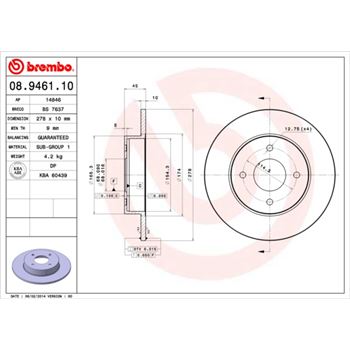 discos de freno coche - Disco de freno BREMBO 08946110