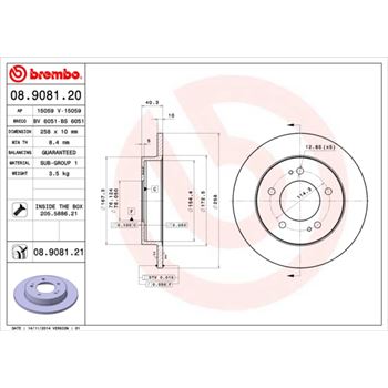 discos de freno coche - Disco de freno BREMBO 08908120
