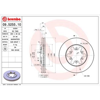 discos de freno coche - Disco de freno BREMBO 09525510
