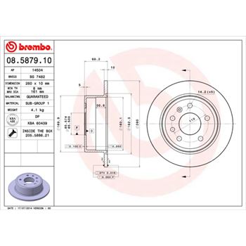 discos de freno coche - Disco de freno BREMBO 08587910