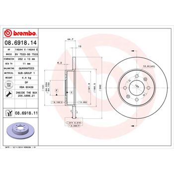 discos de freno coche - Disco de freno BREMBO 08691814