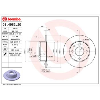 discos de freno coche - Disco de freno BREMBO 08496220