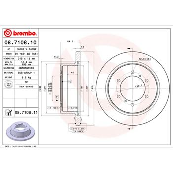 discos de freno coche - Disco de freno BREMBO 08710610