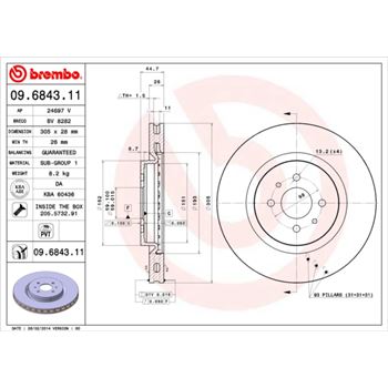 discos de freno coche - Disco de freno BREMBO 09684311