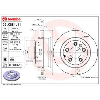 discos de freno coche - Disco de freno BREMBO 09C88411