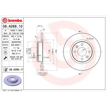 discos de freno coche - Disco de freno BREMBO 08A26810