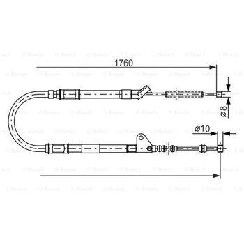 palancas cables frenado - Cable de accionamiento, freno de estacionamiento BOSCH 1987477541