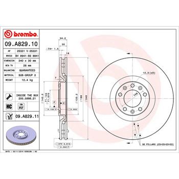 discos de freno coche - Disco de freno BREMBO 09A82910