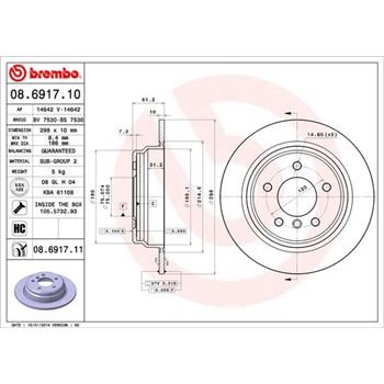discos de freno coche - Disco de freno BREMBO 08691710