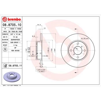 discos de freno coche - Disco de freno BREMBO 08870510